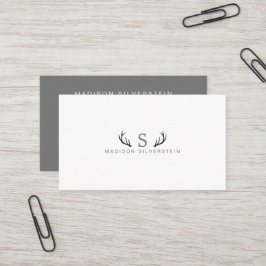 Klasse herten geweien grijs monogram professioneel visitekaartje