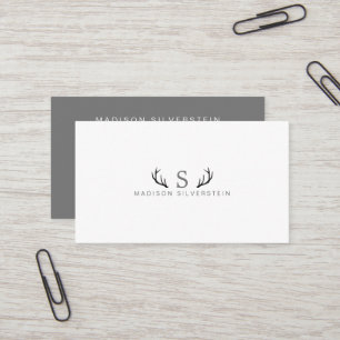 Klasse herten geweien grijs monogram professioneel visitekaartje
