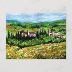 KLASSE IN CHIANTI LANDSCAPE, GEEL STROOMGEBIEDEN BRIEFKAART