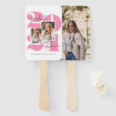 Klasse Jaar 3 Fotocollage Hot Pink Afstuderen Handwaaier (Voorkant en achterkant)