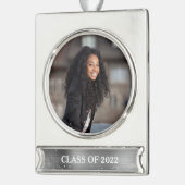 Klasse Jaar Afstuderen Foto Glitter Glam Verzilverd Banner Ornament (Links)
