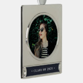 Klasse Jaar Afstuderen Foto Verzilverd Banner Ornament (Rechts)