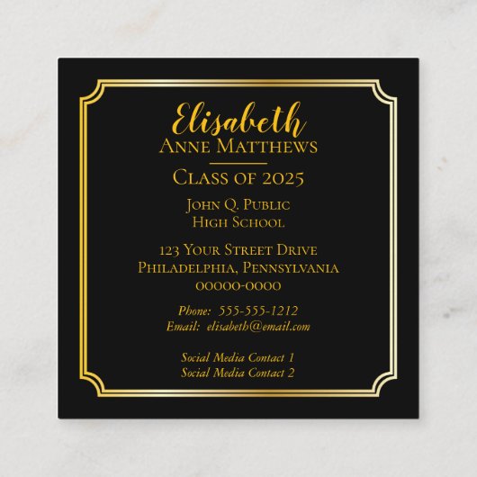 Klasse Jaar Afstuderen Naam invoegen | Fotokaarten Contactkaartje (Achterkant)