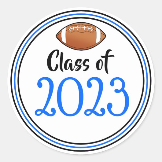 Klasse Jaar blauw en zwart Afstuderen Ronde Sticker (Voorkant)