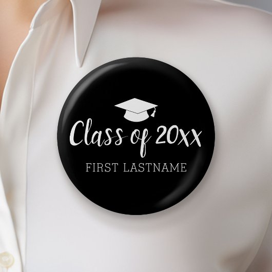 Klasse Jaar en naam - zwart kan kleur veranderen Ronde Button 5,7 Cm