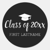 Klasse Jaar en naam - zwart kan kleur veranderen Ronde Sticker (Voorkant)
