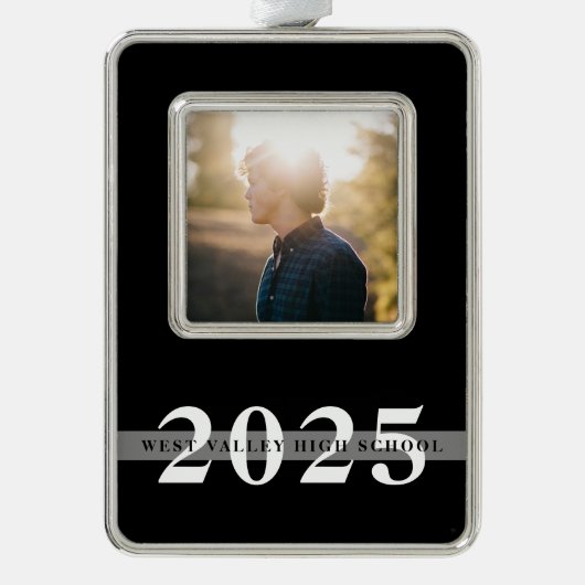 Klasse Jaar en school | Foto Afstuderen Verzilverd Omlijst Ornament (Voorkant)