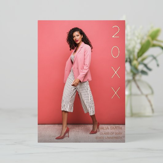 Klasse Jaar Folie Afstuderen aankondiging (Staand Voorkant)