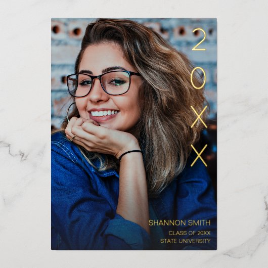 Klasse Jaar Folie Graduation Party Folie Uitnodiging (Voorkant)