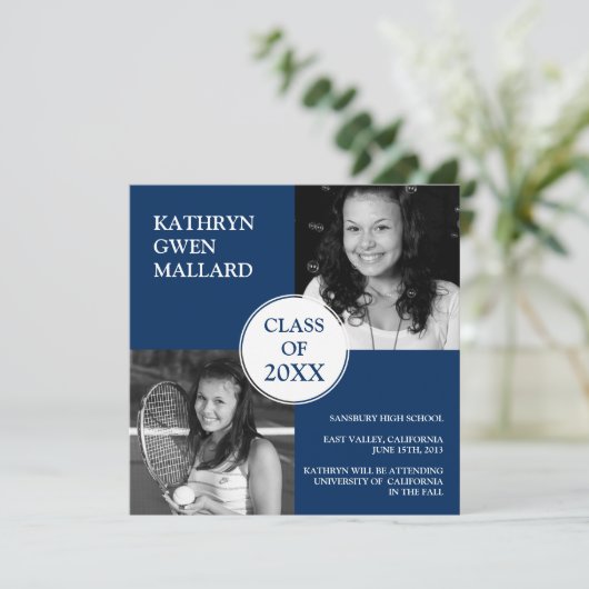 Klasse Jaar Foto Afstuderen Aankondiging Marine Bl (Staand voorkant)