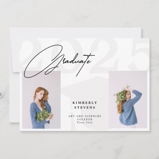 Klasse jaar minimalistische elegant 2 foto's afstu (Voorkant)