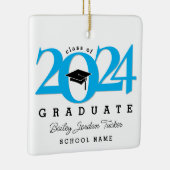 Klasse Jaar Pet & Tassel Blauw Afstuderen Keepsake Keramisch Ornament (Rechts)