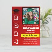 Klasse Jaar Rode afstudeerfeest Uitnodiging Kaart (Staand voorkant)