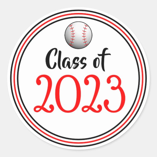 Klasse Jaar rood en zwart Afstuderen Ronde Sticker (Voorkant)