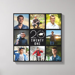 Klasse Jaar School 8 Foto Collage Afstuderen Black Canvas Afdruk