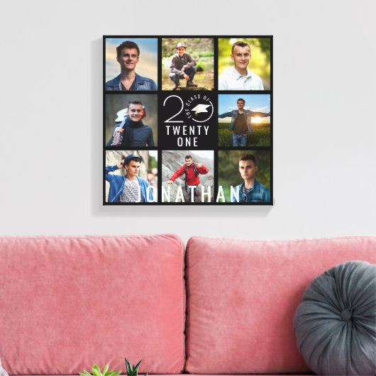 Klasse Jaar School 8 Foto Collage Afstuderen Black Canvas Afdruk (Insitu (Woonkamer))