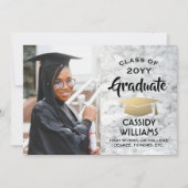 Klasse Jaar Wit Marmer en Goud Afstuderen Foto Kaart (Voorkant)