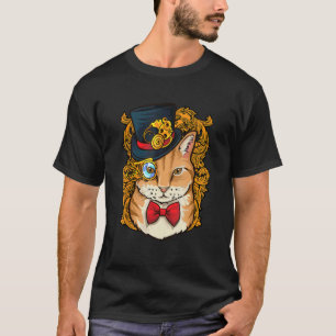 Klasse Kat Stoomtech Kunst Cute Kitty Hoed Monocle T-shirt