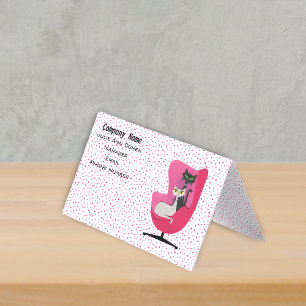 Klasse Katten Mid century Roze Stoel Stippen Visitekaartje