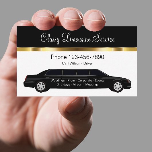 Klasse Limousine Chauffeur Service Visitekaartje