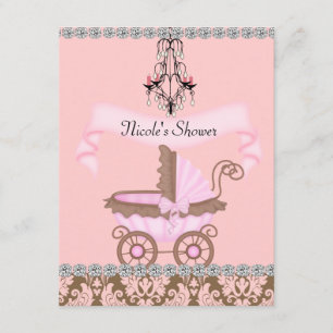 Klasse MEISJE BABY Shower UITNODIGINGEN Damast ont