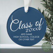 Klasse met aangepast jaar en middelbare school ornament