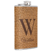 Klasse Monogram Beginletter Bruine Nep Leer Fles Heupfles (Rechts)