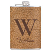 Klasse Monogram Beginletter Bruine Nep Leer Fles Heupfles (Voorkant)