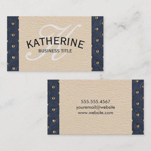 Klasse Monogram | Leder onbekleed Visitekaartje (Voorkant / Achterkant)