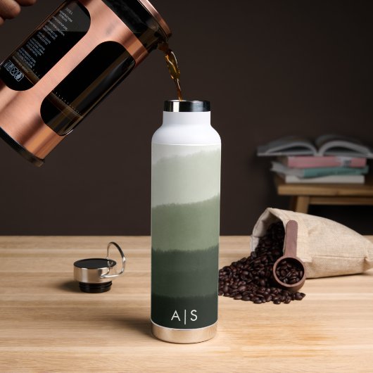 Klasse Monogram Waterverf Jungle Green Ombre Waterfles (Koffie)