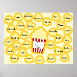 Klasse Names Popcorn leraar Poster - past 30 namen
