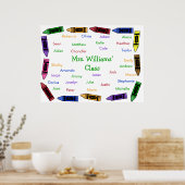 Klasse Names Poster - Crayons (Keuken)