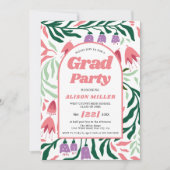 Klasse Of 2025 boho arch retro bloemen Afstuderen Kaart (Voorkant)