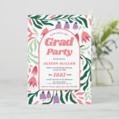 Klasse Of 2025 boho arch retro bloemen Afstuderen Kaart (Staand voorkant)