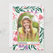 Klasse Of 2025 boho arch retro bloemen Afstuderen Kaart (Achterkant)