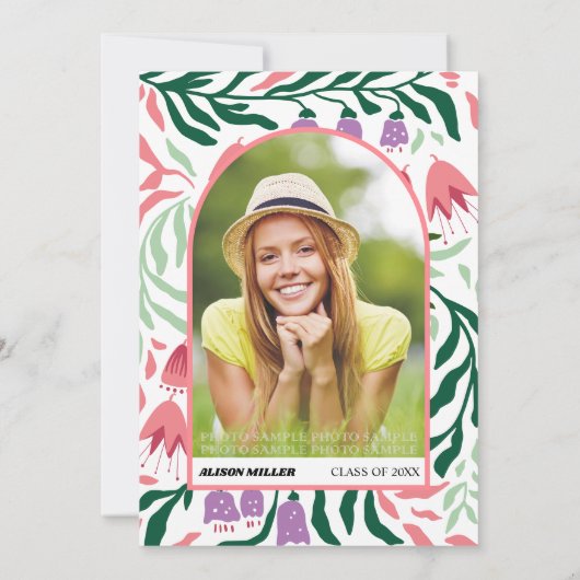 Klasse Of 2025 boho arch retro bloemen Afstuderen Kaart (Achterkant)