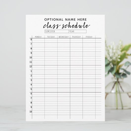 Klasse Planning voor Semester-herinneringskaart Menu (Staand voorkant)