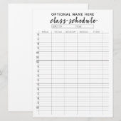 Klasse Planning voor Semester-herinneringskaart Menu (Voorkant / Achterkant)