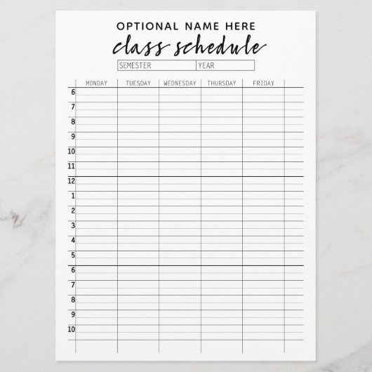 Klasse Planning voor Semester-herinneringskaart Menu (Voorkant)