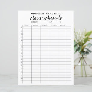 Klasse Planning voor Semester-herinneringskaart Menu