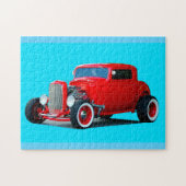 Klasse Red Hot-Rod-auto Legpuzzel (Horizontaal)