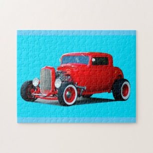 Klasse Red Hot-Rod-auto Legpuzzel