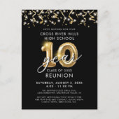 Klasse Reünie 10 Jaar Black Gold Ballonnen Uitnodi Briefkaart (Voorkant)