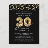 Klasse reünie 30 jaar Black Gold Ballonnen Uitnodi Briefkaart (Voorkant)