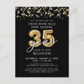 Klasse reünie 35 jaar Black Gold Ballonnen Uitnodi Briefkaart (Voorkant)