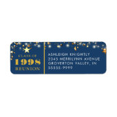 Klasse Reünie Jaar Blauw Goud Sterren Etiket (Voorkant)