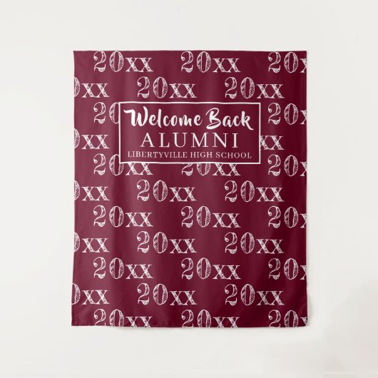 Klasse Reünie Jaar Maroon Achtergrond Foto Prop Wandkleed (Voorkant)