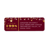 Klasse reünie jaar Maroon gouden sterren Etiket (Voorkant)
