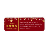 Klasse Reünie Jaar Rode Gouden Sterren Etiket (Voorkant)