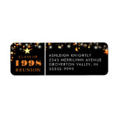 Klasse Reünie Jaar Zwart Sinaasappel Gouden Sterre Etiket (Voorkant)